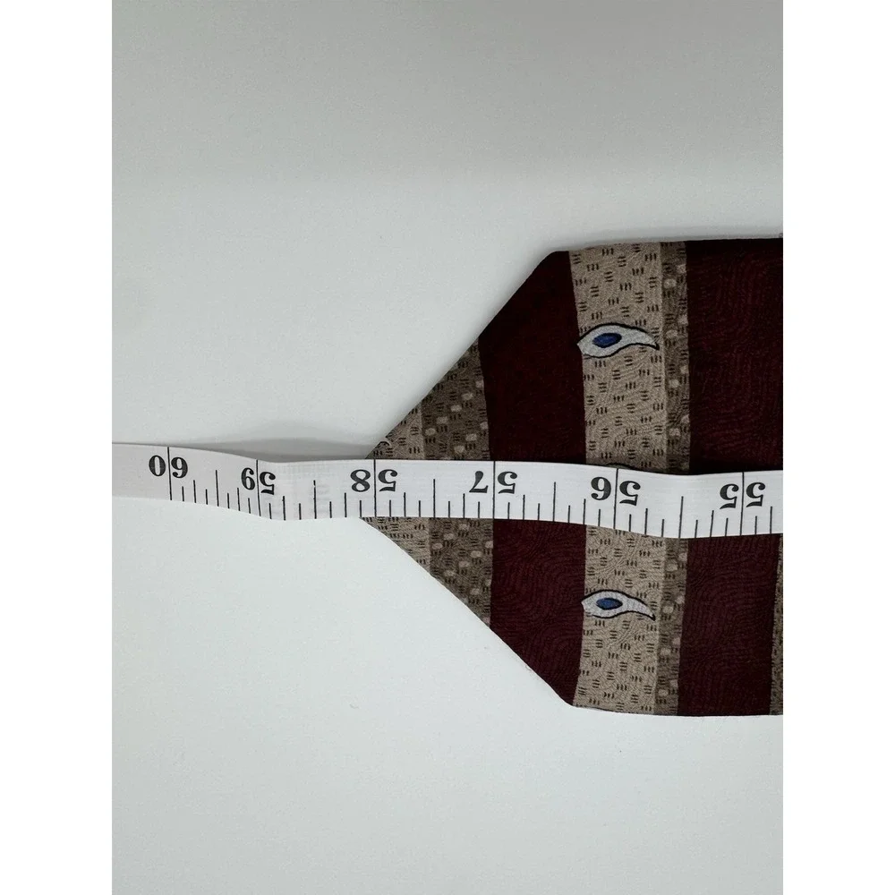 JRR Factory Direct Apparel Silk Tie Burgundy Tan Geometric Stripe Necktie‎